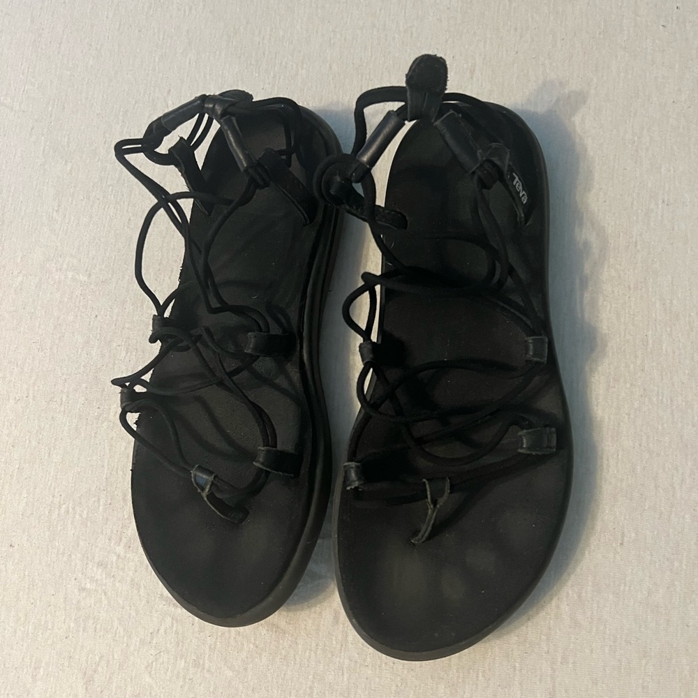 Tevas Black Strappy Sandals